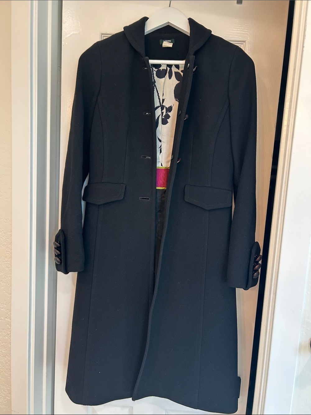 J. Crew Black Wool Hooded Pea Coat